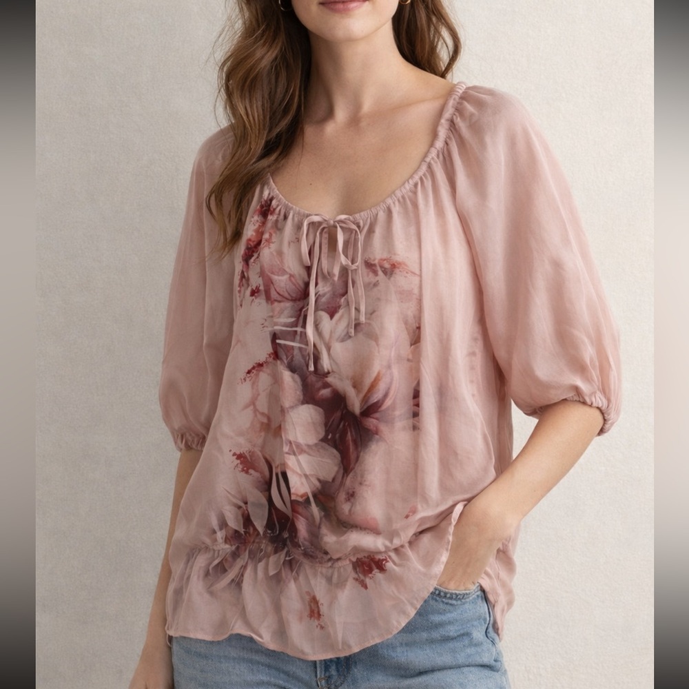 NWOT floral pink top